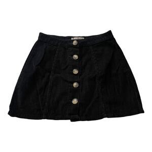 Primark Womens Mini Skirt Size 6 Corduroy Black Button Front Mini Skirt - New
